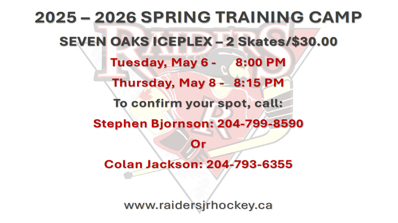 Raiders Jr. Hockey Club 2025-2026 Spring Training Camp