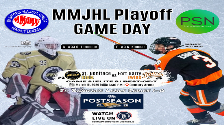 Watch Live - Game 2 St. Boniface Riels at Ft. Garry / Ft. Rouge Twins